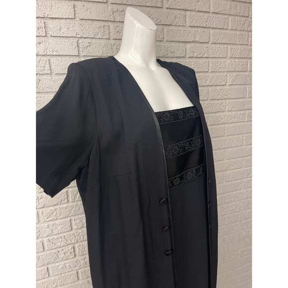 Women's Perceptions by Irene B Women Black Beaded Formal Dress Duster2 Pcs Set S - Picture 4 of 9